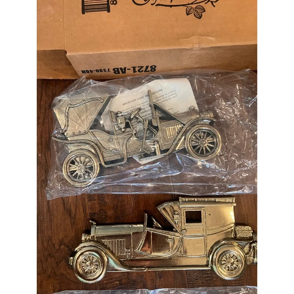Home Interiors Gifts Vintage Gold Antique Car‎ Wall Plaques Set of 3 Homco 8721